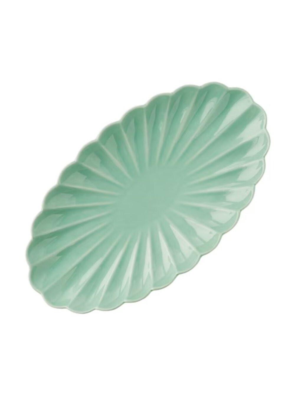 The Pioneer Woman Home Green Colette Scalloped Ceramic Serving Tray Platter